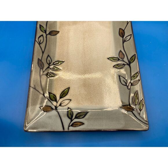Pfaltzgraff Rustic leaves long rectangular serving platter tray 14" excellent - Picture 2 of 5
